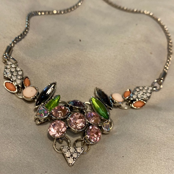 Jewelry - 16” silver plated chain holds this awesome bib. $15.00